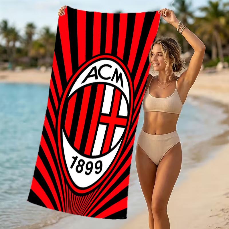Beach Towel with Associazione Calcio Milan Pattern - soft,absorbent,machine washable Lightweight&Modern,swimming,Travel Essentials