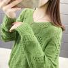 Summer Knit Top Long Sleeve Cropped Plain Pullover Women Jumper Knitwear Spring Summer Basic Outfit