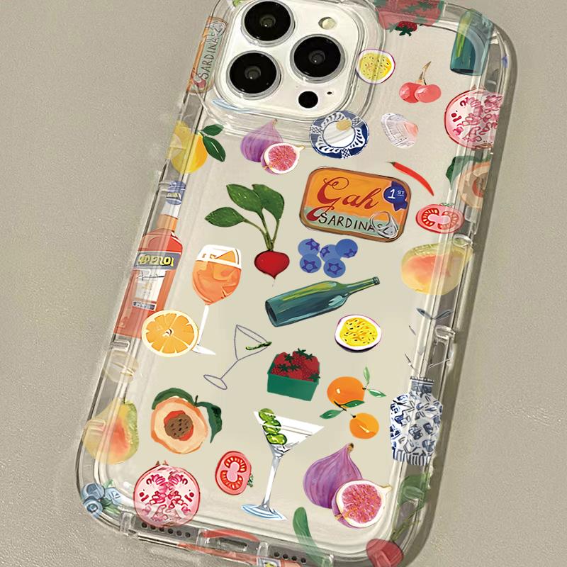 Phone Case For IPhone 16 15 14 13 12 11 Pro Max Plus 7 8 Plus 2020 Shockproof Silicone Cover Summer Disco Cocktail Fruit Case