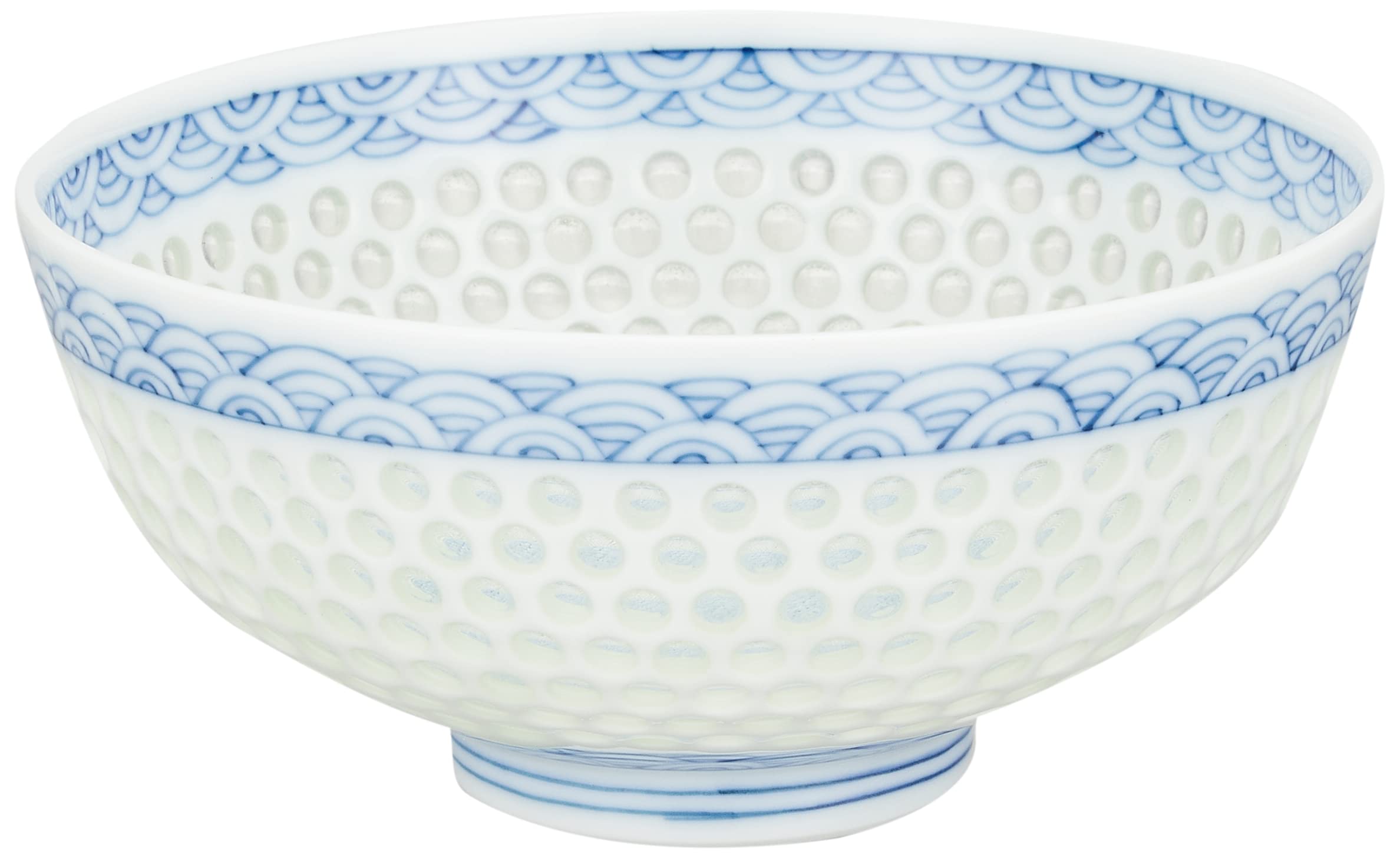 

Керамика Хасами печь Тансин большая пиала для риса кристально-синий узор морской волны 404511 белый