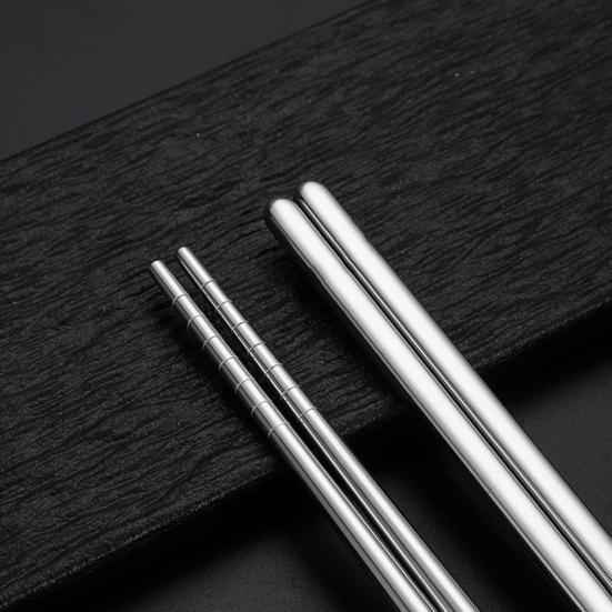 5 Paar Essstäbchen aus Edelstahl, hohe Härte, wiederverwendbar, rutschfest, leicht, Metall-Essstäbchen, hitzebeständig für den Haushalt