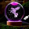 6CM Unicorn Krystallkule Dekorativ Krystallglass Ball Laser Intern Carving Fargerik Lys Base Ornament Valentinsdag gave