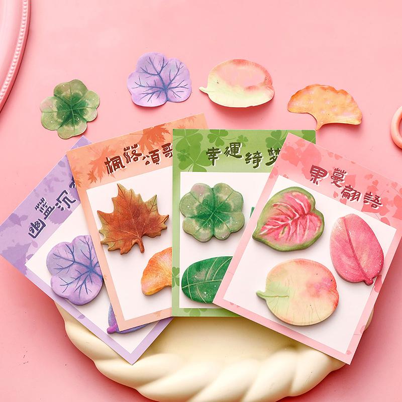 1 Piece Kawaii Stationery Natural Plant Leaf Sticky Note Memo Pad Office Planner Sticker School Supplies