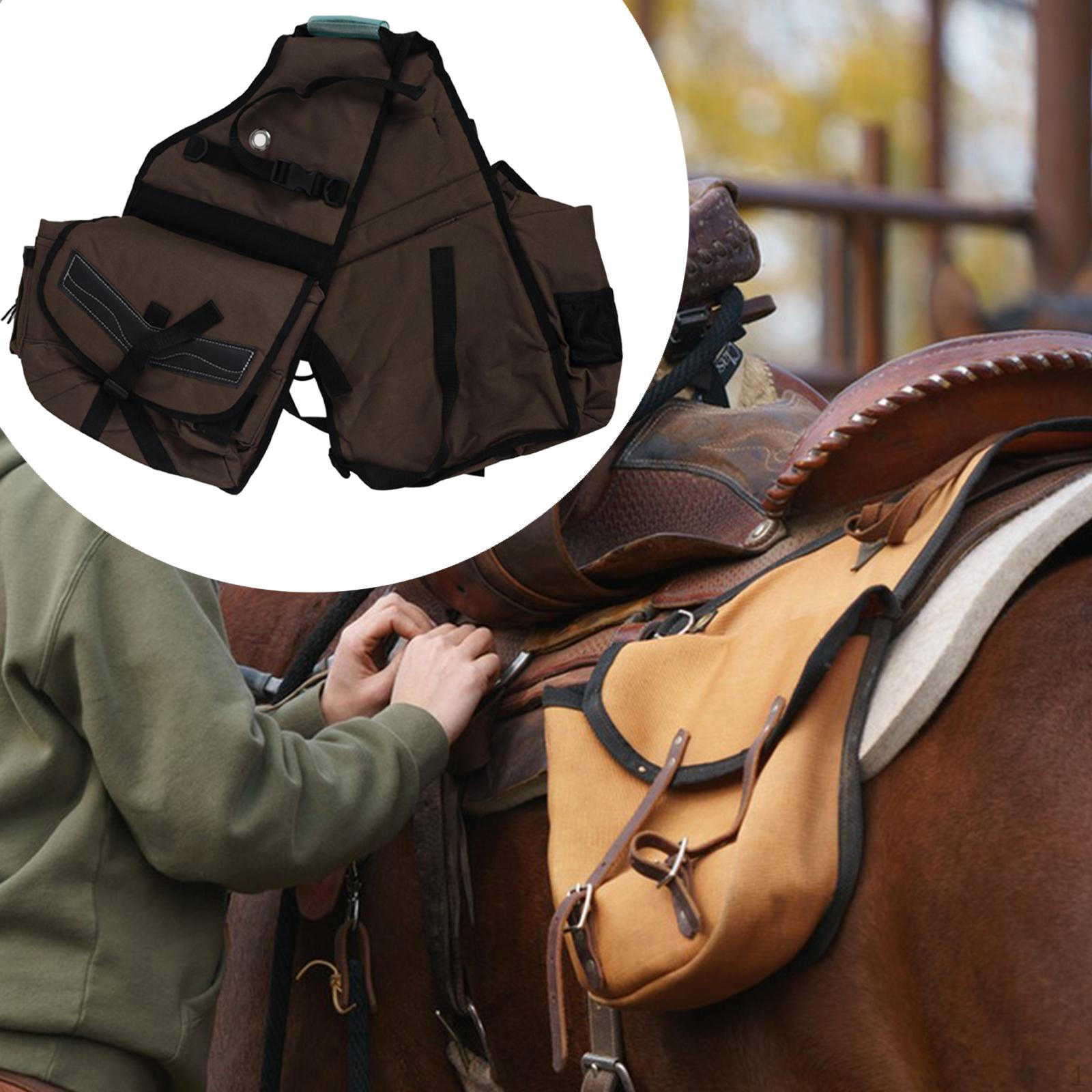 

Canvas Saddle Bag Cantle Carrier with Pockets Versatile Pouch Saddlebag for Water Bottle чорний