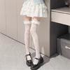 Thigh Highs Stockings with Ruffle Trim Women Flower Lace Fishnet Over Knee Socks