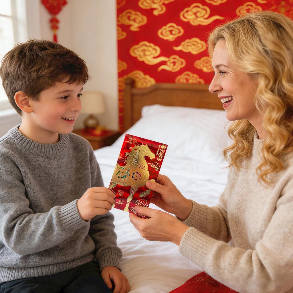 6 stycken Hästens År Rött Kuvert, Kinesiska Nyåret Rött Kuvert