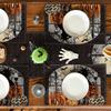 Artoid Mode Boo Black Cat Pumpk Halloween Placemats Set of 4, Trick Or Treat 12x18 Inch Seasonal Fall Holiday Table Mats for Party Kitchen Dining