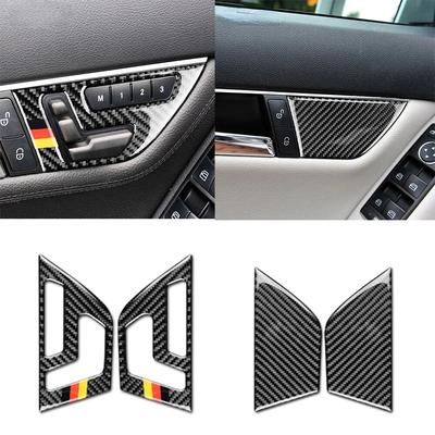 2 piezas Fibra de Carbono para Mercedes Benz Clase C W204 Accesorios Cubierta de Panel de Interruptor de Botón de Ajuste de Asiento de Coche Adornos Pegatinas Interior