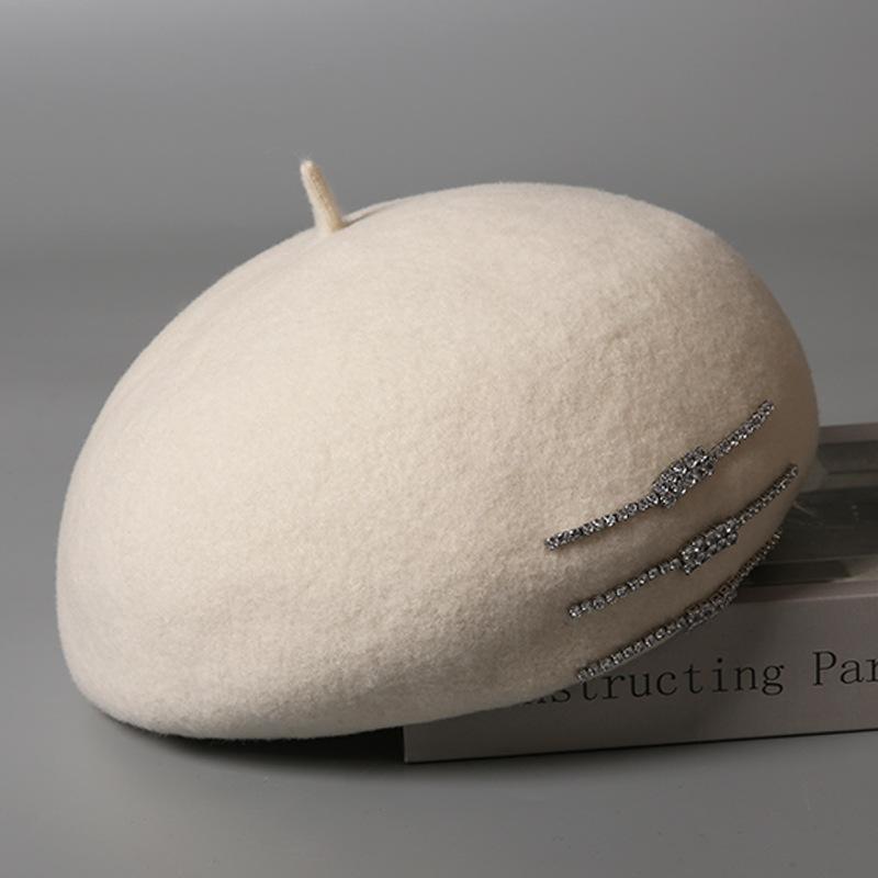Beret women's autumn and winter new wool woolen beret versatile painter hat women show small face