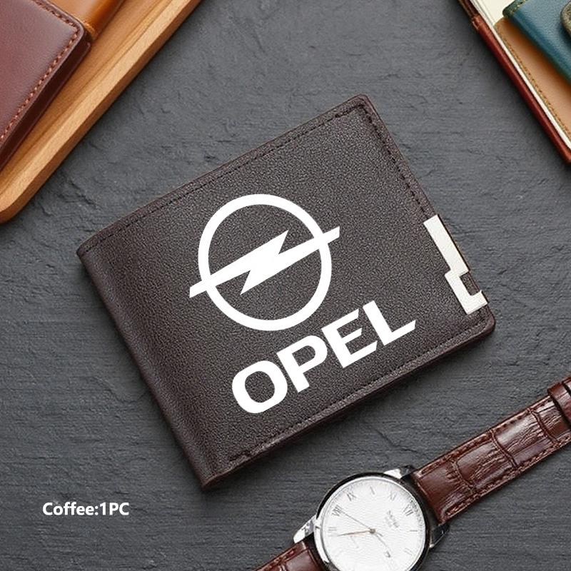 Car Men Short Iron Edge Korean Version Horizontal Wallet Card Bag For Opel Meriva Mokka Grandland Vectra Zafira Vivaro Antara