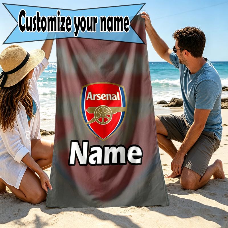 Custom Name Personalized football team F.C Print Beach Towel, for Trip Camping Beach Party Home Decor, Birthday Gift for Family & Friends