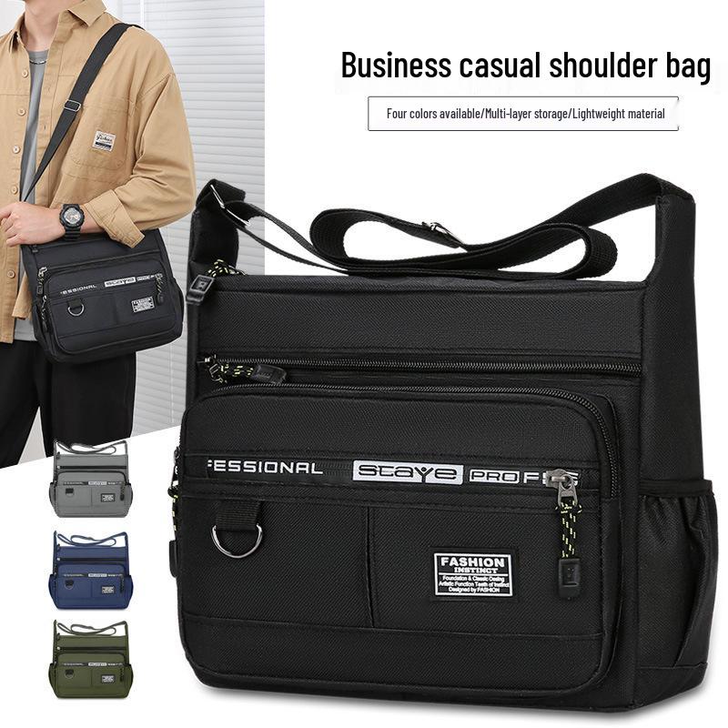 Simplified Men's Canvas Crossbody Bag - Multi-Compartment, Large Capacity, Outdoor Casual, Single Shoulder