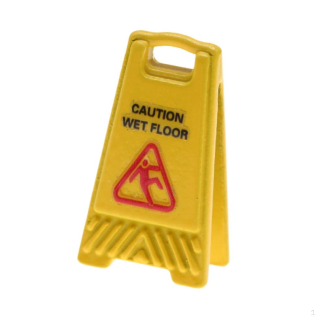 1 Inch Alloy Caution Sign Model for Dollhouse Accessories