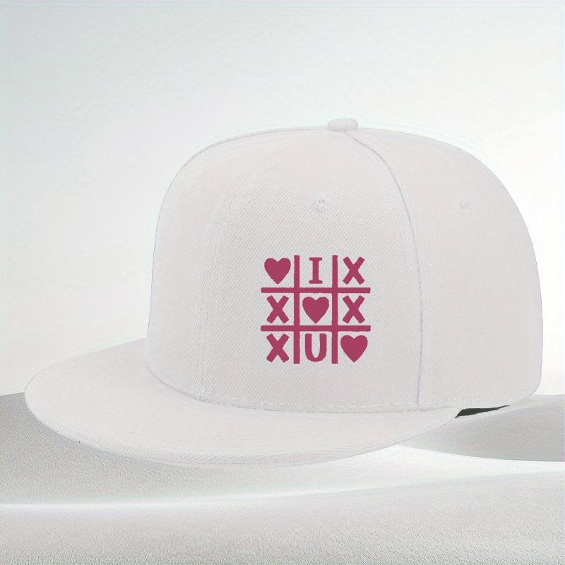 

I Love You Tic Tac Toe Baseball Cap Polyester Adults Casual Sun Protection Flat Brim Snapback Hat One Size