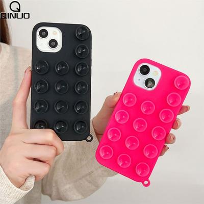 Creative Dopamine Suction Cup Liquid Silicone Case for For Iphone 16 15 14 Plus 13 12 11 Pro Max Replace Stand Shockproof Soft Cover