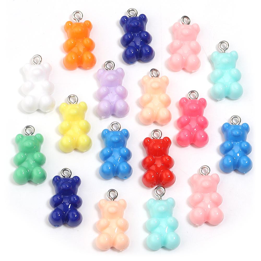 

20pcs 12*22mm Candy Color Acrylic Bear Charms Cute Cartoon Animal Pendants For Jewelry Making DIY Necklace Earrings Accessories