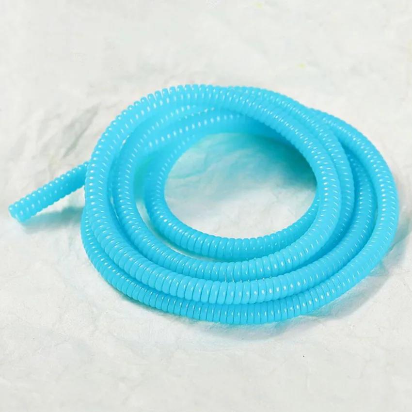 Color 60CM Solid Cable Hold Colorful TPU Spiral USB Charger Cable Cord Protector Wrap Cable Winder Home Organizer