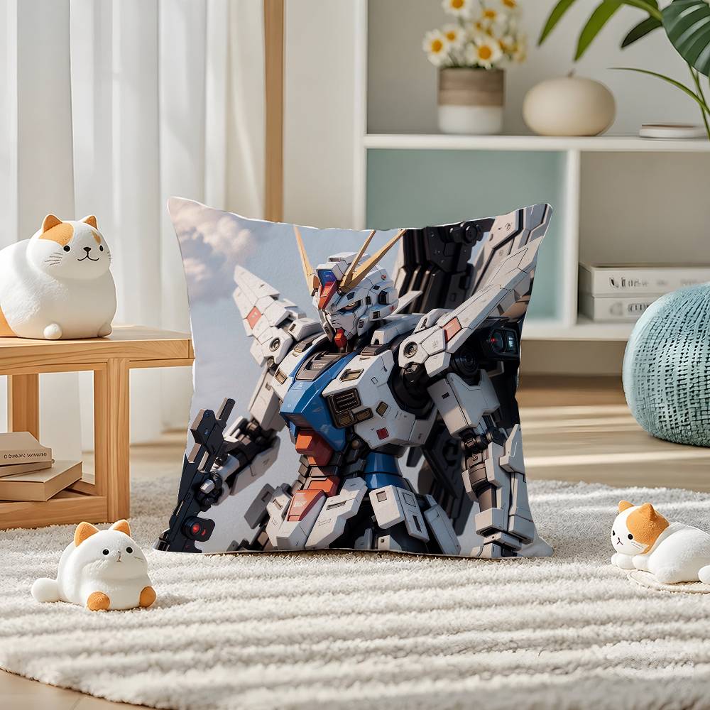 Mobile Suit Gundam Heavyarms Gundam Anime Plush Pillow Cover Soft Short Plush Cushion Cover For Sofa Bedroom Home Decor Gift