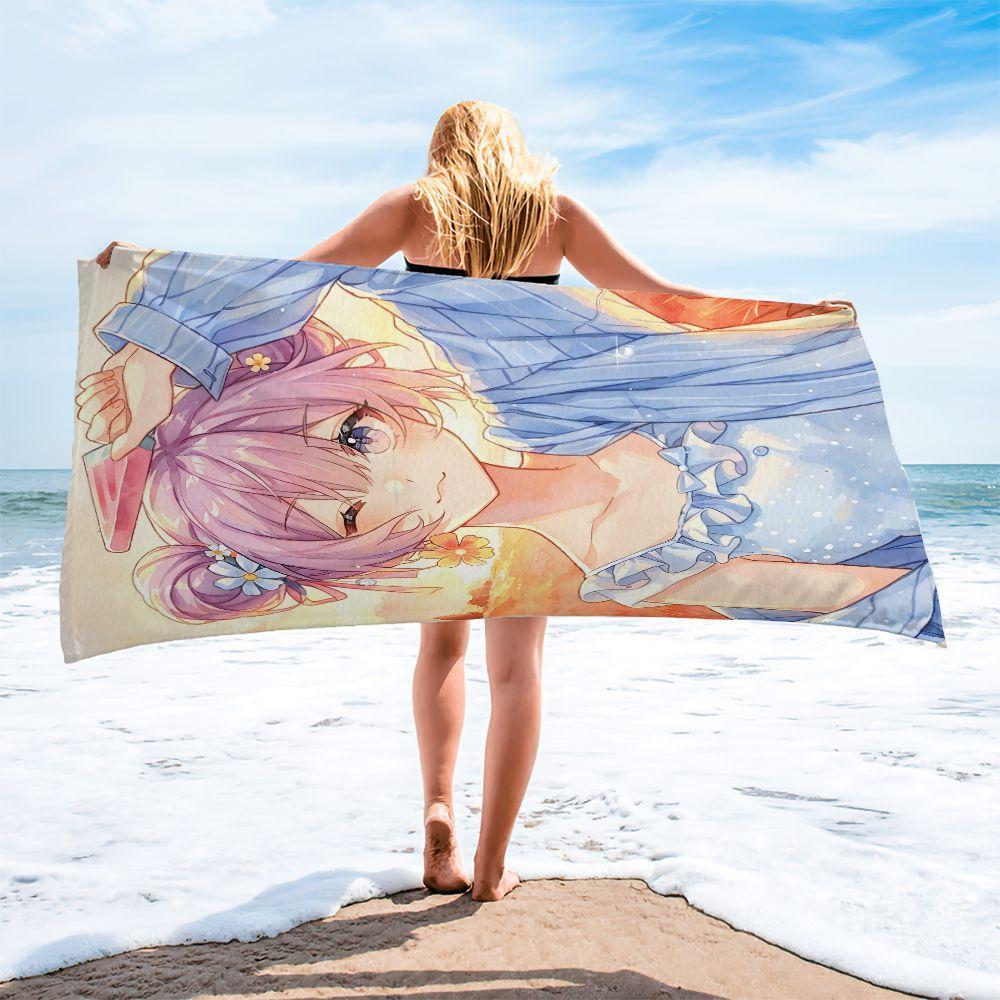 Hatsune Miku Vibrant Pattern Digital Print Beach Towel Large Quick Dry For Pool Swim Camping Outdoor Travel Gift