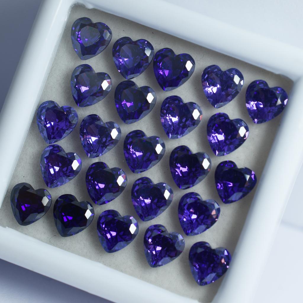 12 Pcs Lot Natural Purple Sapphire Heart Cut Certified Loose Gemstones