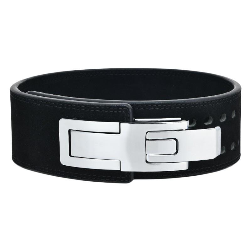 Squat Hard-drawn Strength Fitness Belt Anti-suede Leather Cowhide Waist Protection Weightlifting Professional black