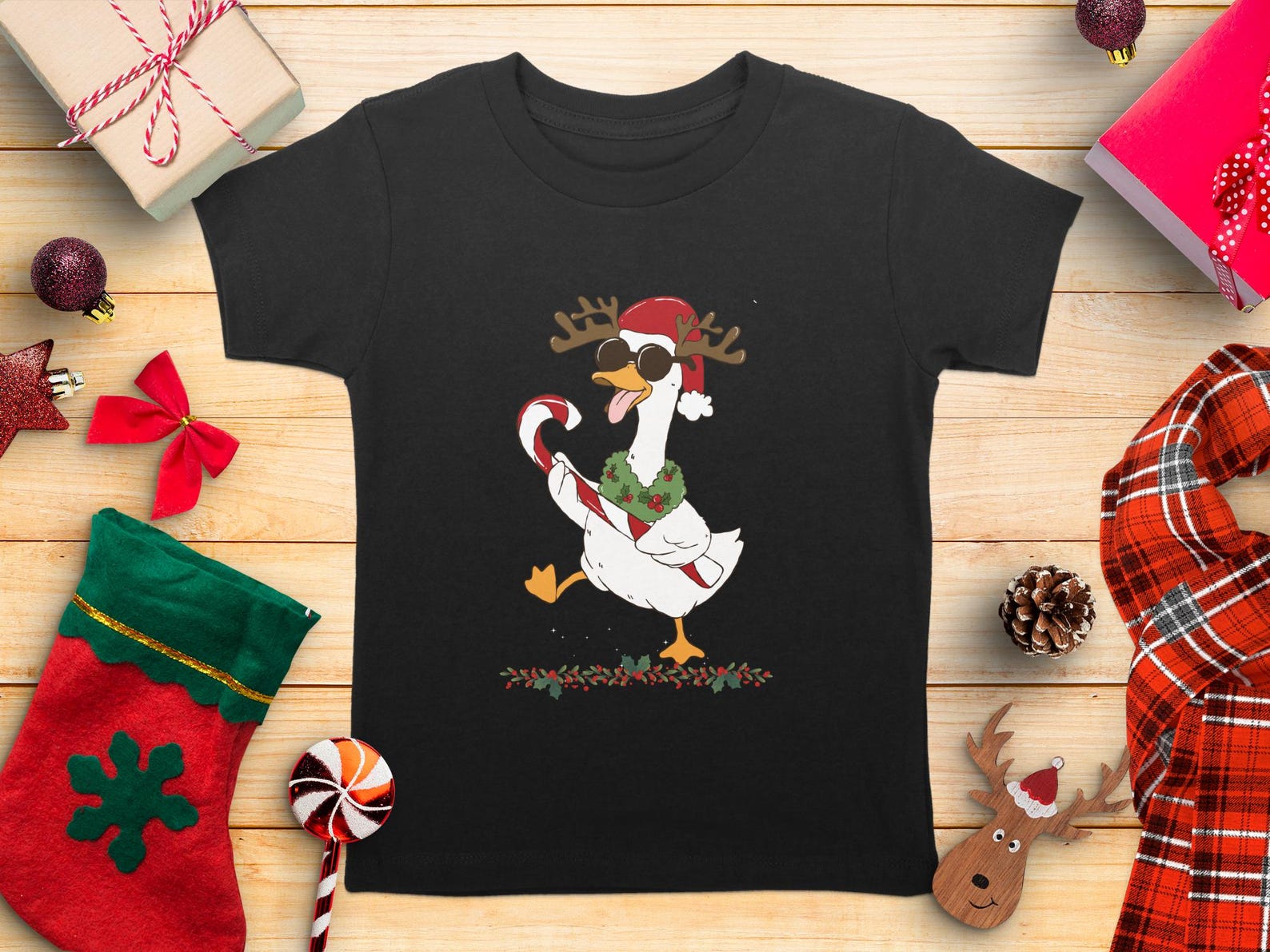 Funny Christmas Goose T-Shirt | Toddler, Youth, Baby Holiday Tee S