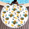 Yellow Bee Round Beach Towel Microfiber Quick Dry Lightweight Cartoon Animal Beach Blanket Throw Roundie Swim Pool Circle Towel