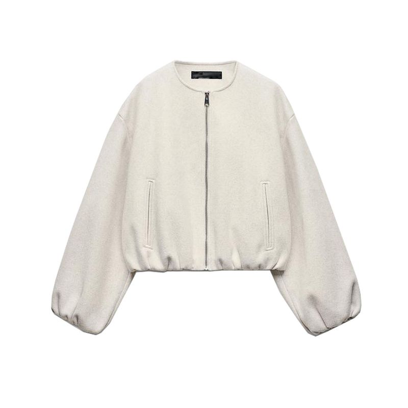 Fall New Women's Clothing French Round Neck Zipper Soft Pilot Jacket Outwear 3046070 3046264