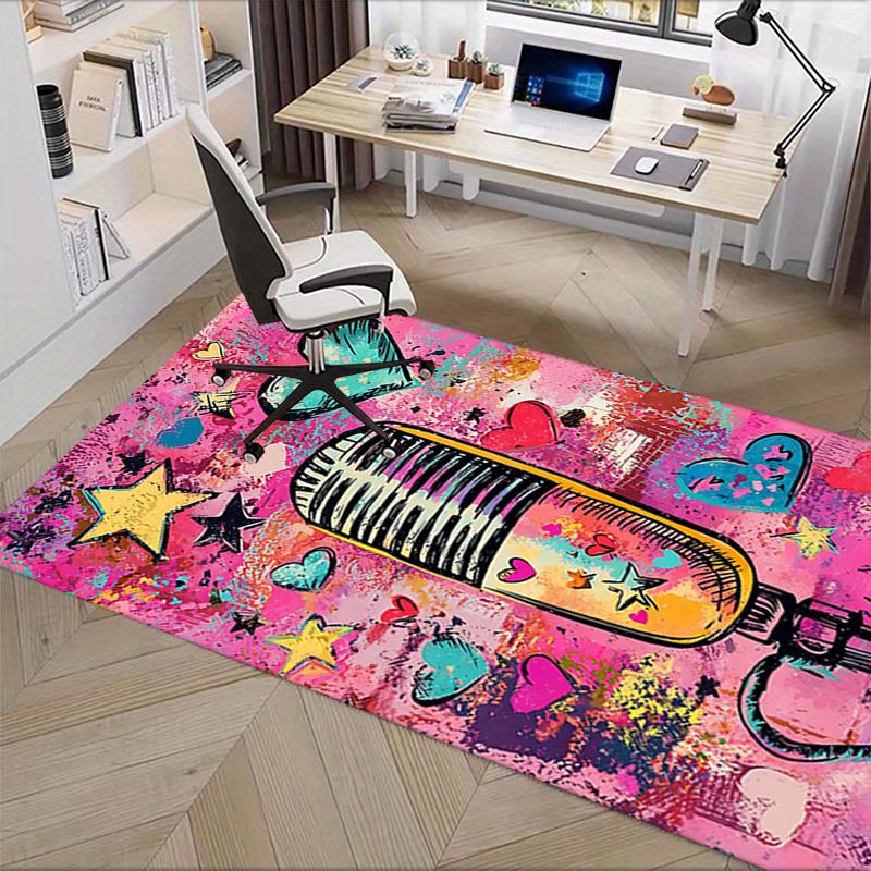 Office Carpet Chair Mat: Vibrant Microphone Design, Perfect for Home Decor, Office Use, and Gifts Suitable for Bedrooms, Living Rooms, and All Rooms