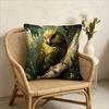 Kakapo Parrot Wildlife Print Throw Pillow Cover, Tropical Rainforest Bird Art Decorative Cushion For Living Room Bedroom Couch