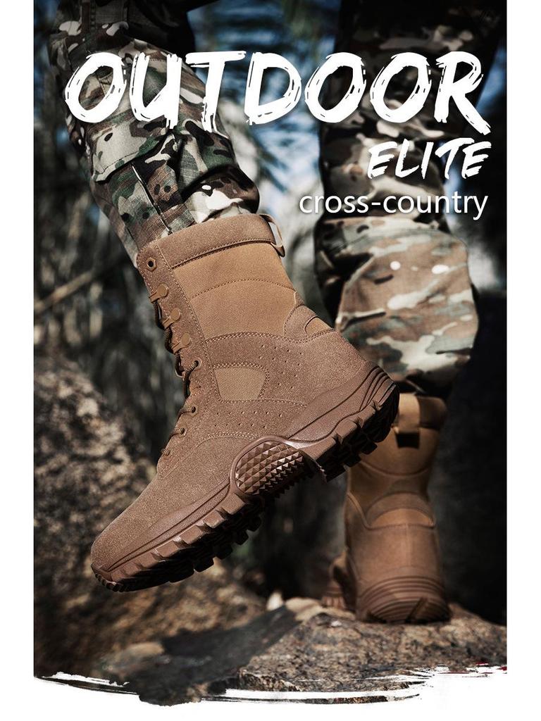 2025 Men's Tactical Combat Boots: Wear-Resistant Military & Hiking Footwear for Desert, Mountaineering, and Special Forces Training.