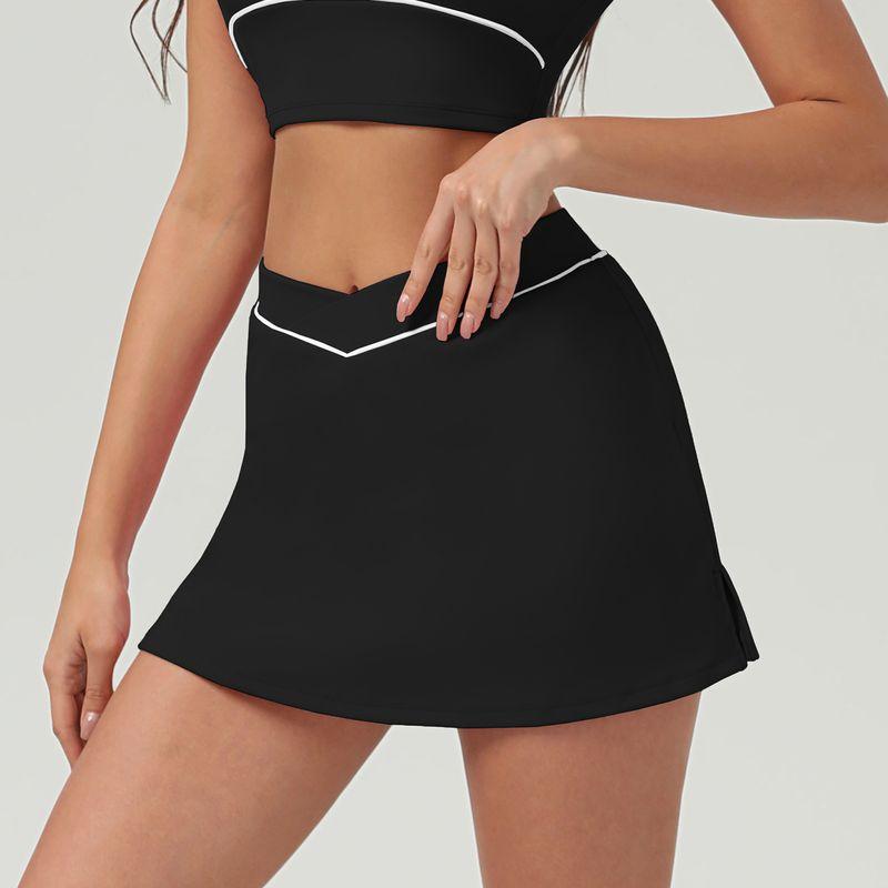 

Export Cross-Border New Running Sports Short Skirt Hip Raise Slimming Cross Waist Yoga Skirts Fashion Urban Style Tennis Skirt Black L (Recommendation 55.00 kg-62.50 kg