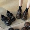 Höhenverstärkende Plateauschuhe mit großem Kopf, kleine Lederschuhe für Damen, Frühling und Herbst 2025, Winter, neue Schnür-Slipper im britischen Stil