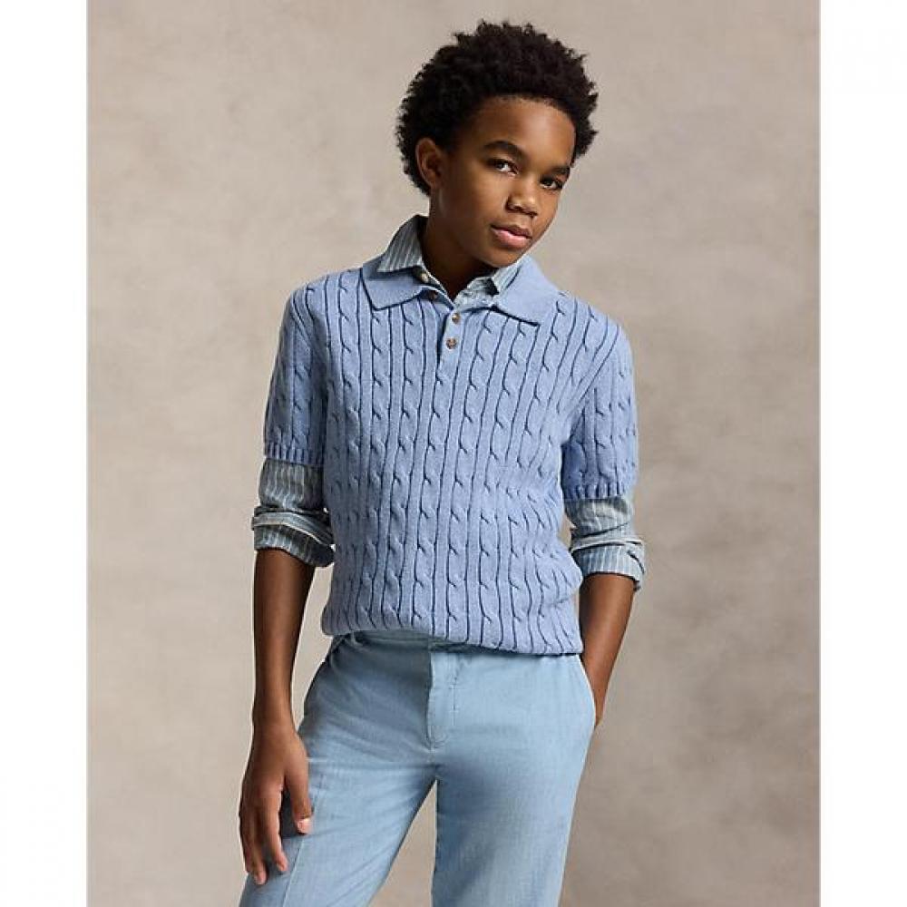 Polo Ralph Lauren Boys Cable Knit Cotton Polo Collar Sweater 8 18 Cwposwey6820699400 S
