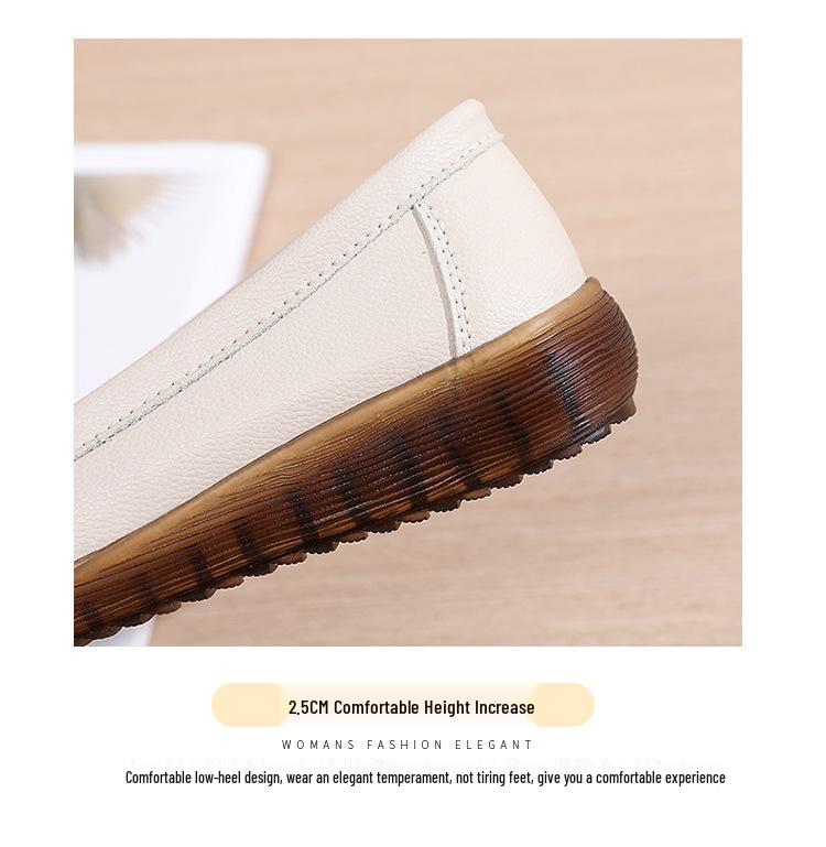Genuine Leather Women's Non-Slip Loafers - Soft Sole, Comfortable Flats for Middle-Aged and Elderly