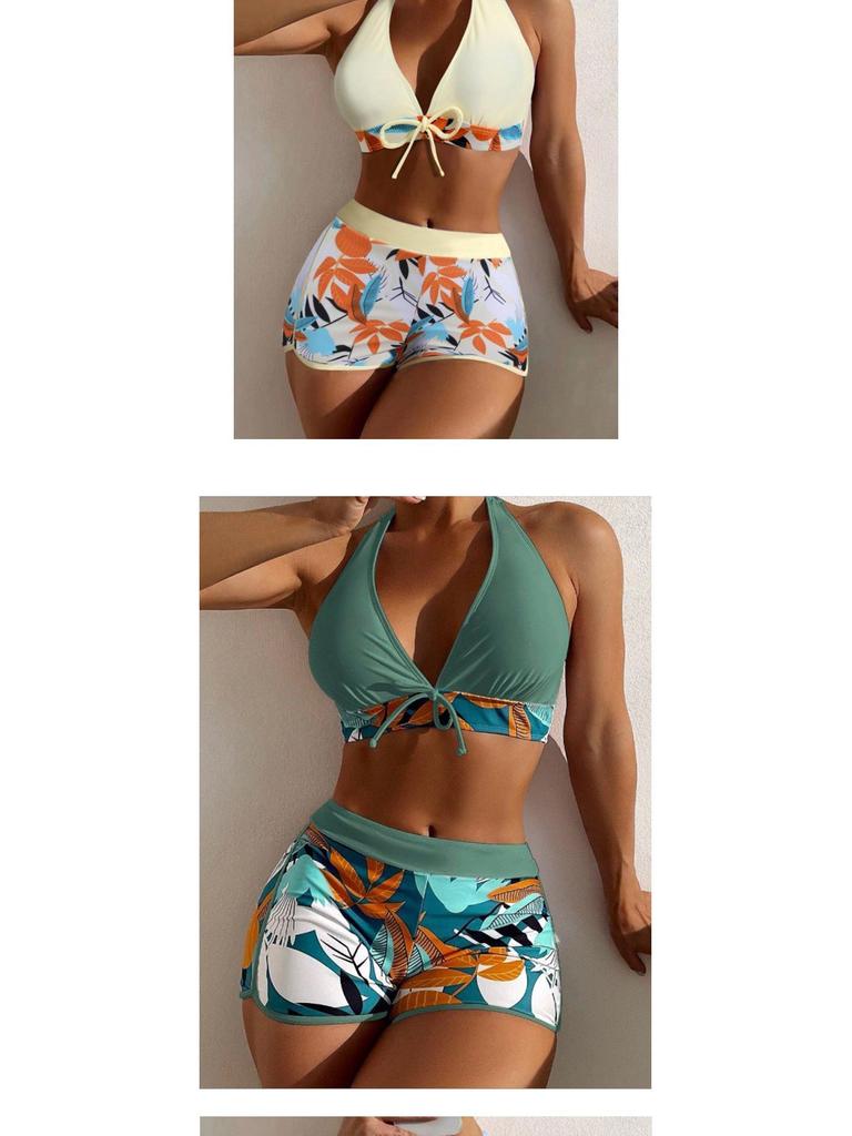 2024 High-End Women's High-Waisted Halter Tie-Up Split Bikini Swimwear