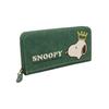Snoopy Lång Plånbok med Populär Karaktär Snoopy med Broderad Krona Damdesign med Blixtlås Runtom, (Grön)