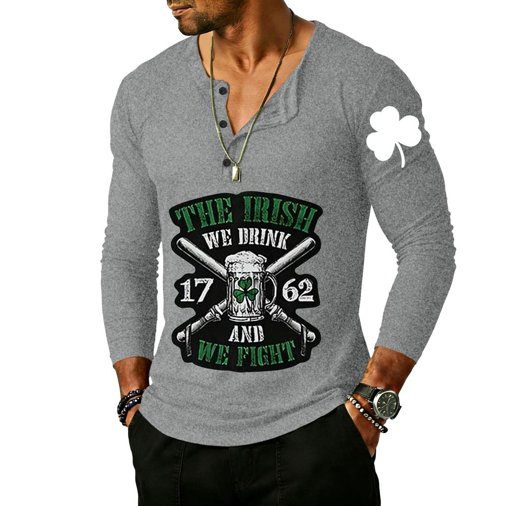 Men's Outdoor Vintage Button Long Sleeve Fashion Sports T-shirt