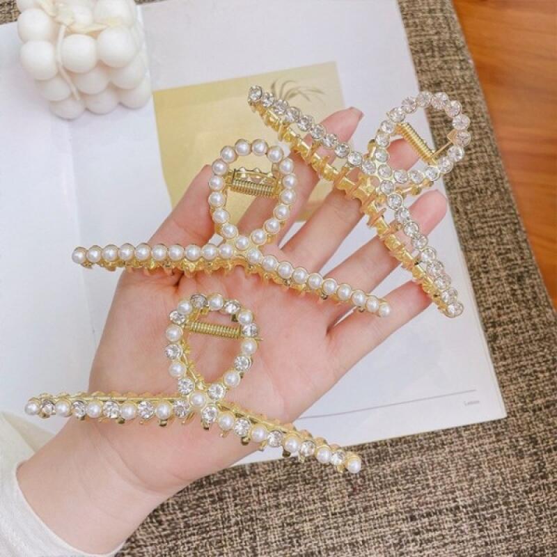 Metal cubic hair clip, pearl hair clip Cubic hair clip