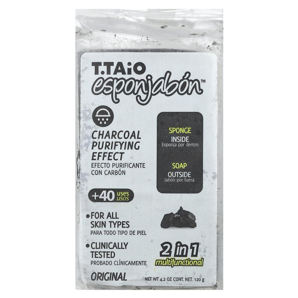 T. Taio Soap Bar, Sponge, Original Charcoal, 120G(4.2Oz)