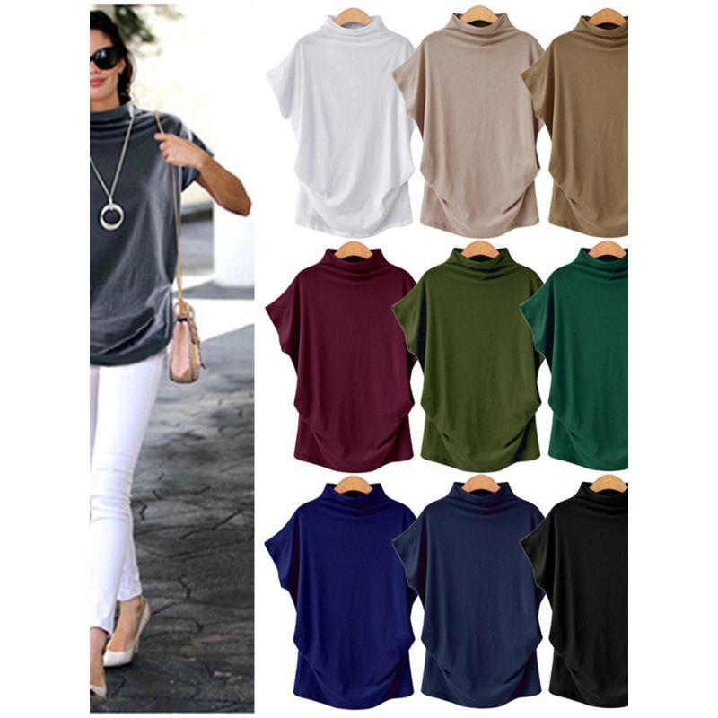 

Women s Fashion Style Turtleneck Amazon Short Sleeve Tops Burgundy S