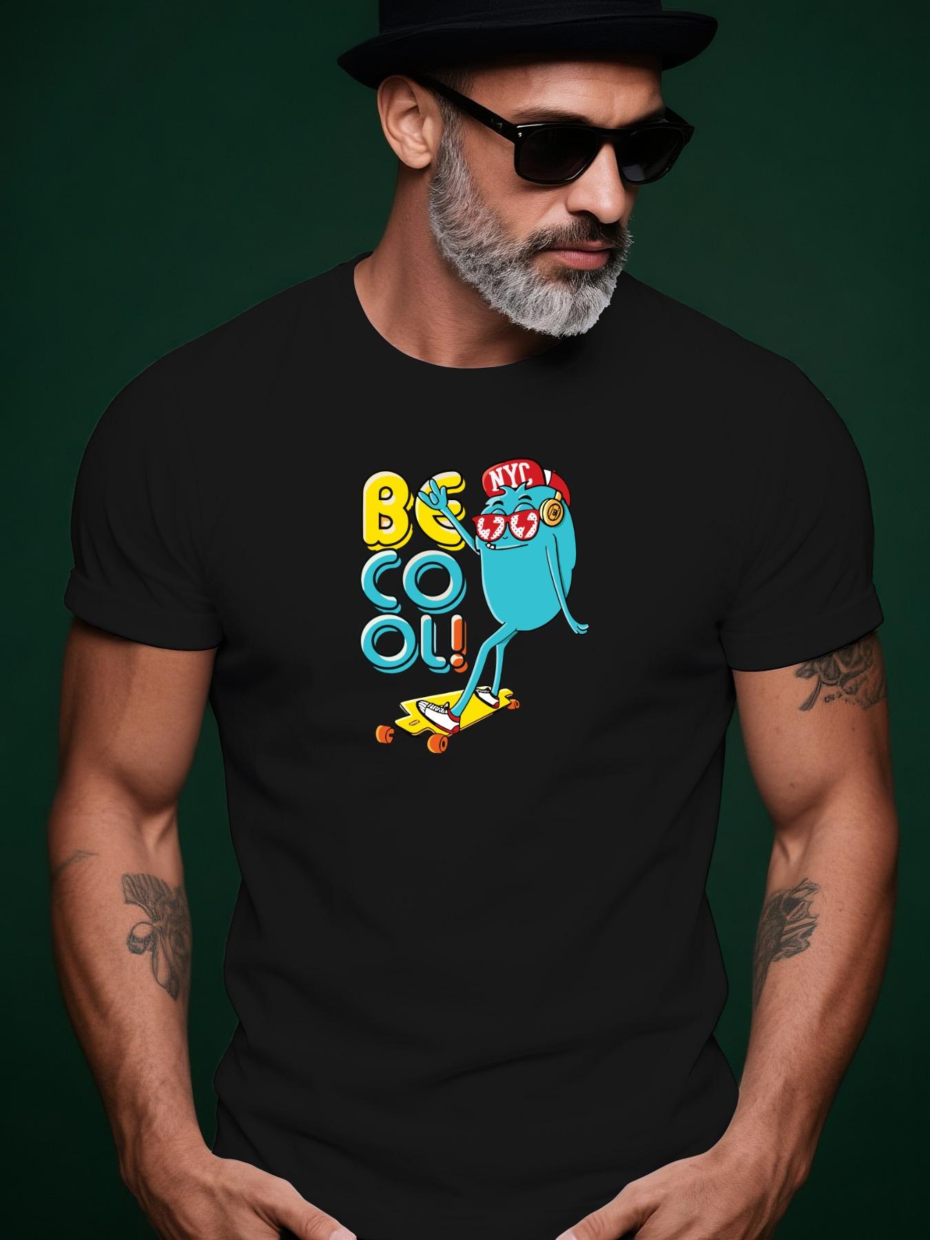 Summer Casual Short-Sleeve Tshirt with Skateboard Pattern. XXXL