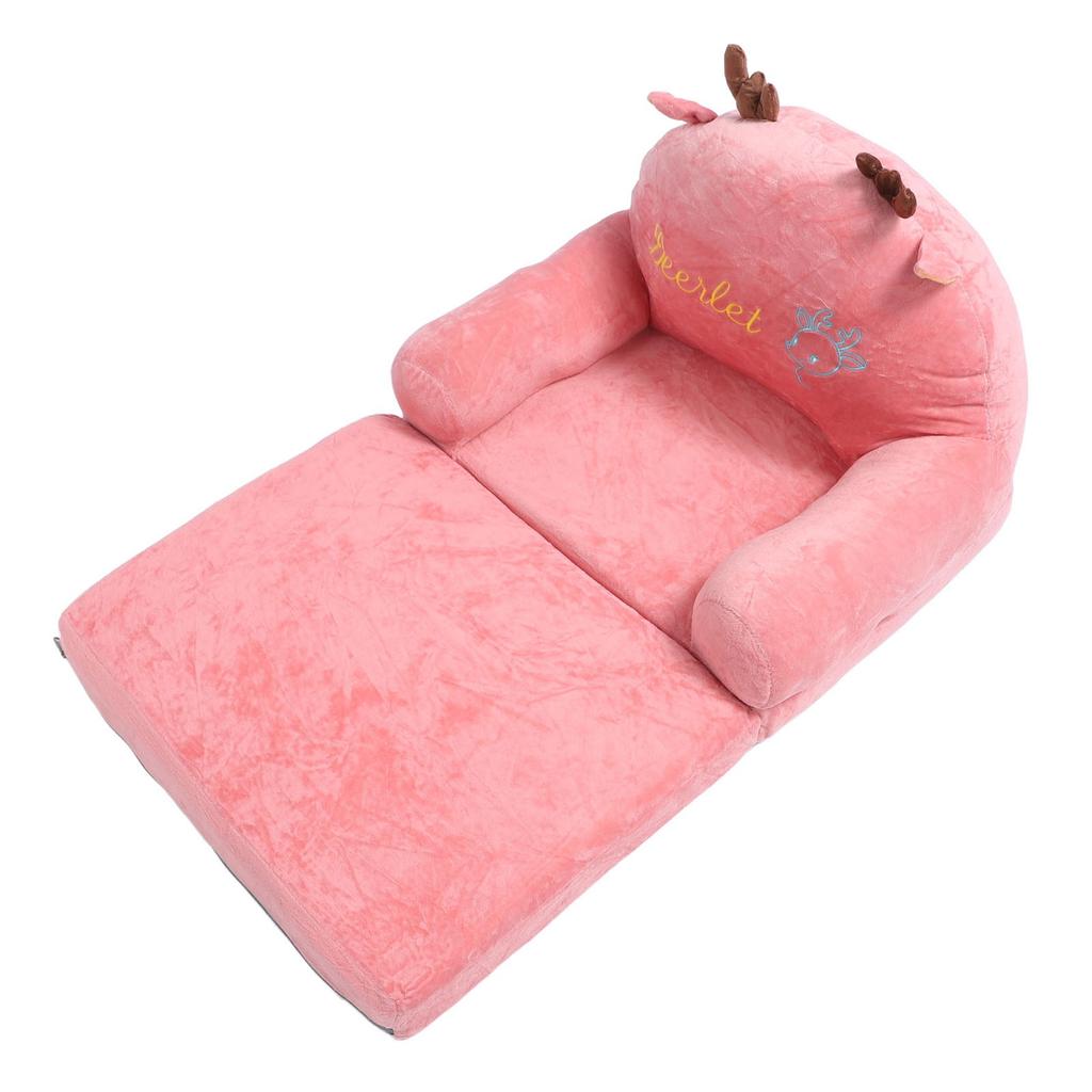 Foldable Sofa Cute Cartoon Shape Comfortable Multifunctional Kids Couch Fold Out for Home Kindergarten 2 Folds
