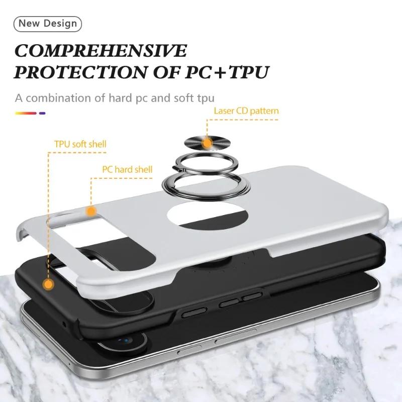 Magnetic Ring Holder Phone Case for Google Pixel 10 9 8 7 Pro XL 9A 8A 7A 6A WIth Kickstand Plastic Hard Shell Shockproof Cover