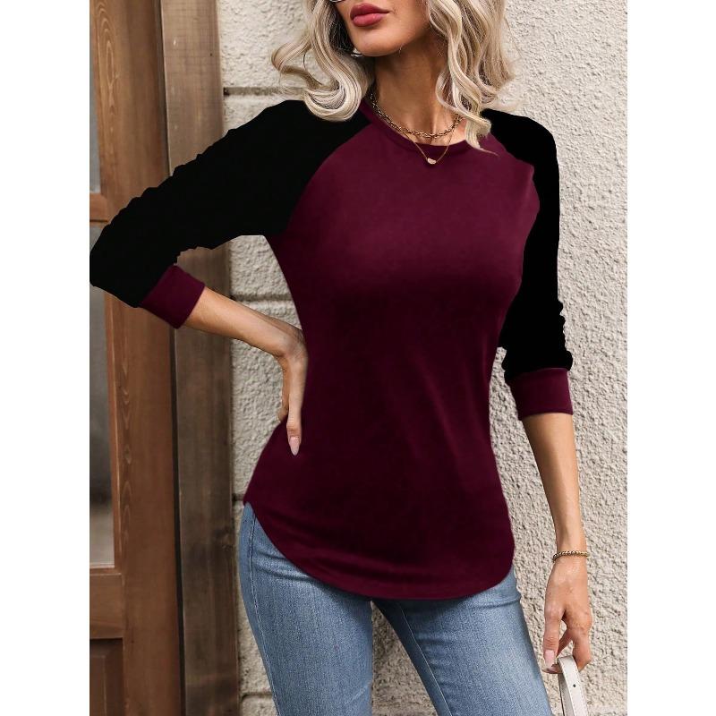 JPNTKY Women's Fashion Casual Long Sleeve O-Neck Blouses & Shirts