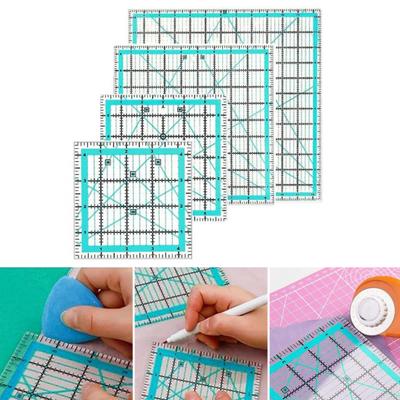Yousheng 4Pcs Acrylic Quilting Ruler 4.5/6/9.5/12.5-Inch Square Fabric Cutting Patchwork Ruler with Clear Mark DIY Sewing Craft Projects Template