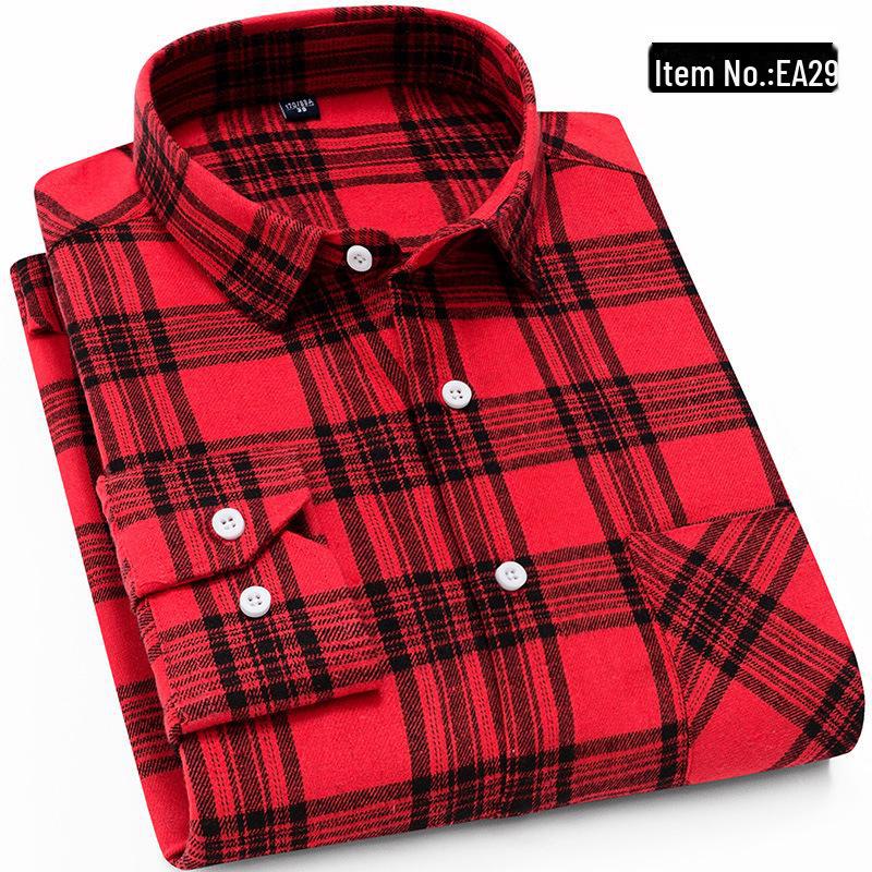 Men's Vintage Plaid Lapel Shirt Jacket - Long-Sleeve Casual Wear for Spring and Autumn