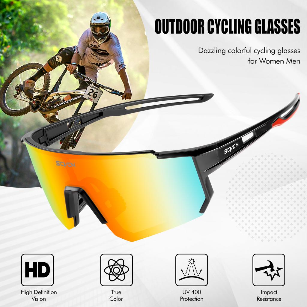 SCVCN Fashion Outdoor Cycling Sunglasses Men MTB Bike Glasses Sports Hiking Mountain Women Bicycle Cycling UV400 Goggles 7