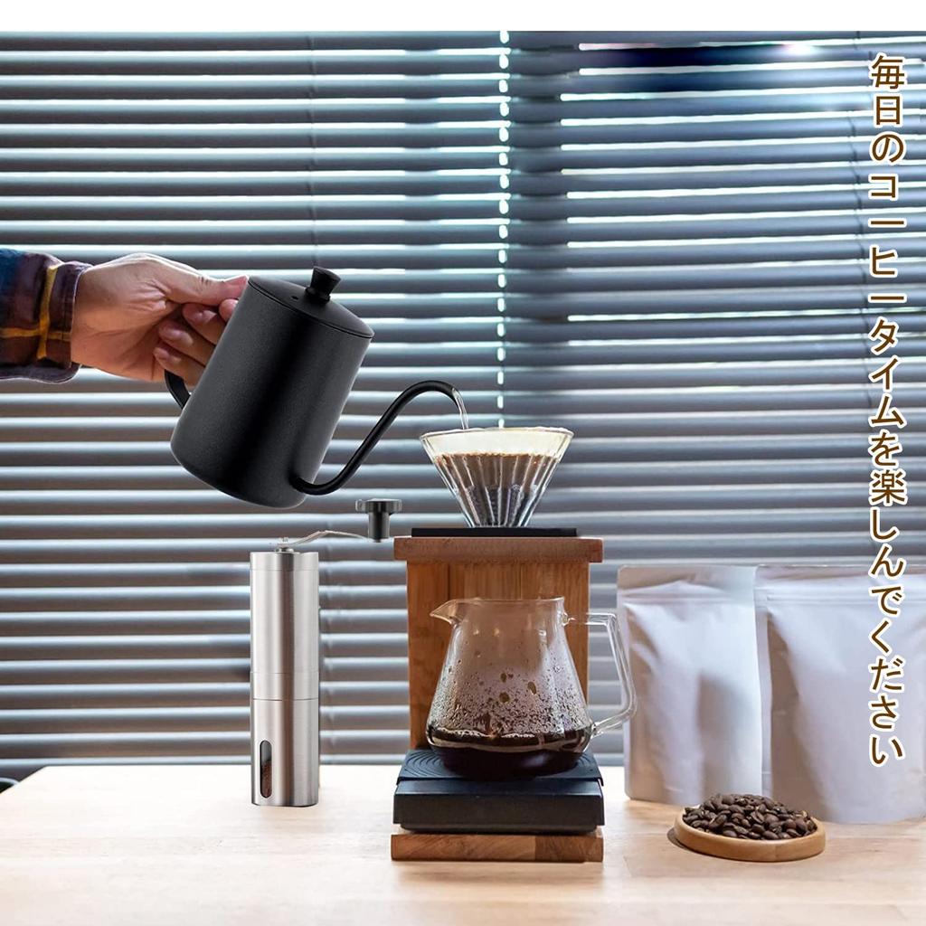600ml Coffee Drip Pot, Narrow-Mouth Coffee Kettle, Serves 2-3 People, Stainless Steel, Black, for Coffee Shops, Camping, and Outdoor Use