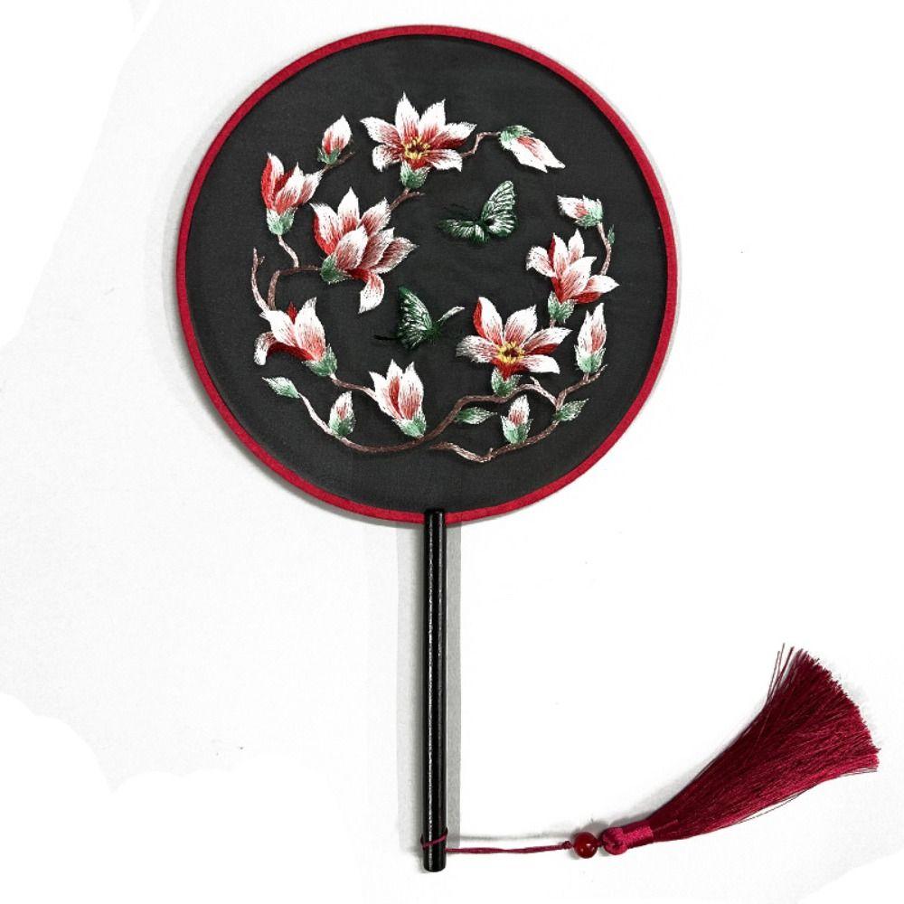 Chinese Style Chinese Style Fan with Pendant Silk Fan HanFu Embroidery Fan  Home Decor